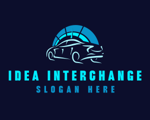 Blue Car Speedometer logo design