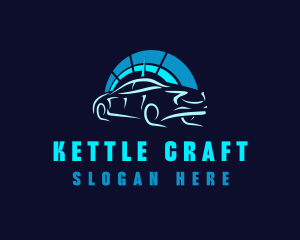 Blue Car Speedometer logo design