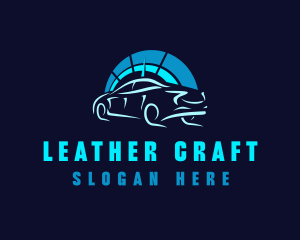 Blue Car Speedometer logo design