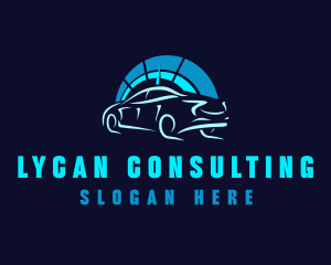 Blue Car Speedometer logo design