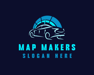 Blue Car Speedometer logo design