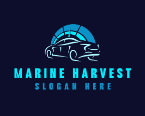 Blue Car Speedometer logo design