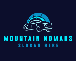 Blue Car Speedometer logo design