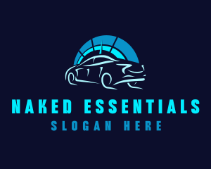 Blue Car Speedometer logo design