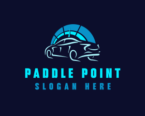 Blue Car Speedometer logo design