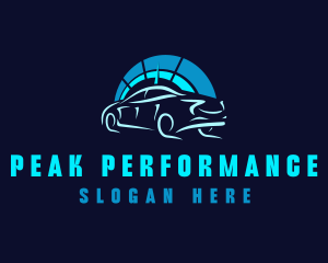 Blue Car Speedometer logo design