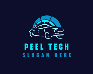 Blue Car Speedometer logo design