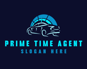 Blue Car Speedometer logo design