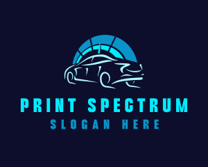 Blue Car Speedometer logo design