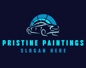 Blue Car Speedometer logo design