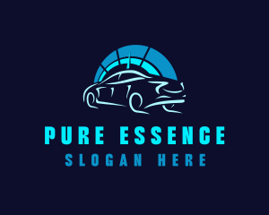 Blue Car Speedometer logo design