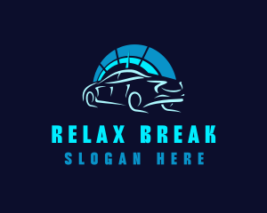 Blue Car Speedometer logo design