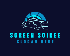 Blue Car Speedometer logo design