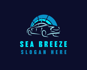 Blue Car Speedometer logo design