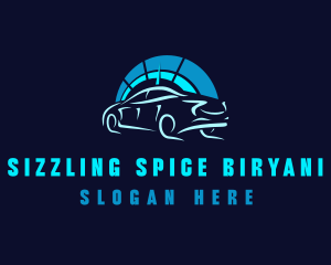 Blue Car Speedometer logo design