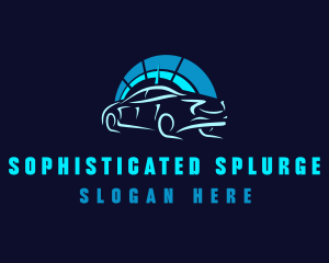 Blue Car Speedometer logo design