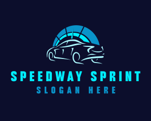 Blue Car Speedometer logo design