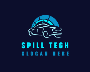 Blue Car Speedometer logo design