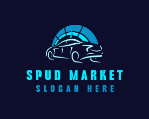 Blue Car Speedometer logo design