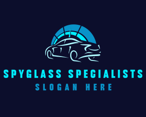 Blue Car Speedometer logo design