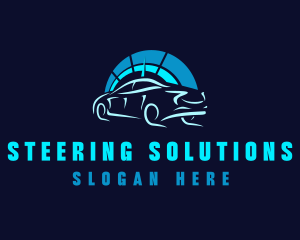 Blue Car Speedometer logo design