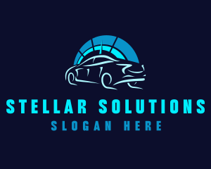 Blue Car Speedometer logo design