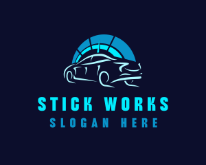 Blue Car Speedometer logo design