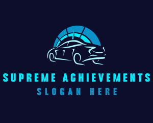 Blue Car Speedometer logo design