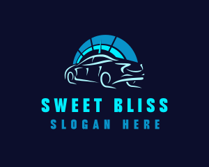 Blue Car Speedometer logo design