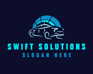 Blue Car Speedometer logo design