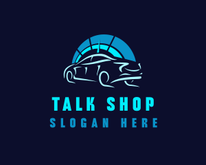 Blue Car Speedometer logo design