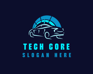 Blue Car Speedometer logo design