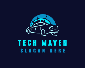 Blue Car Speedometer logo design