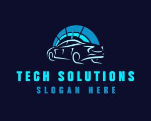 Blue Car Speedometer logo design