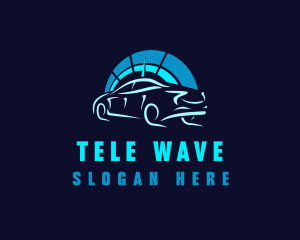 Blue Car Speedometer logo design