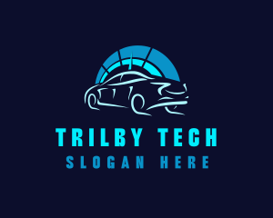 Blue Car Speedometer logo design