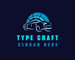 Blue Car Speedometer logo design