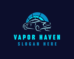 Blue Car Speedometer logo design