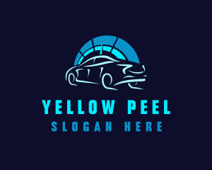 Blue Car Speedometer logo design