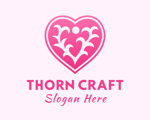 Pink Thorn Heart logo design