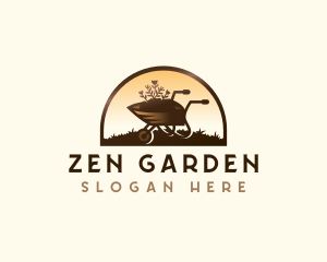 Flower Wheelbarrow Gardening logo design