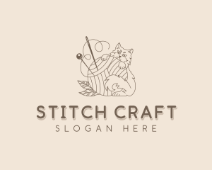 Cat Sewing Needlecraft logo design