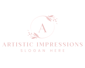 Elegant Feminine Leaf Wreath  logo design