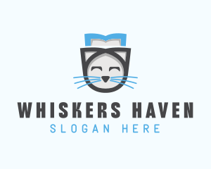 Book Cat Whiskers logo design