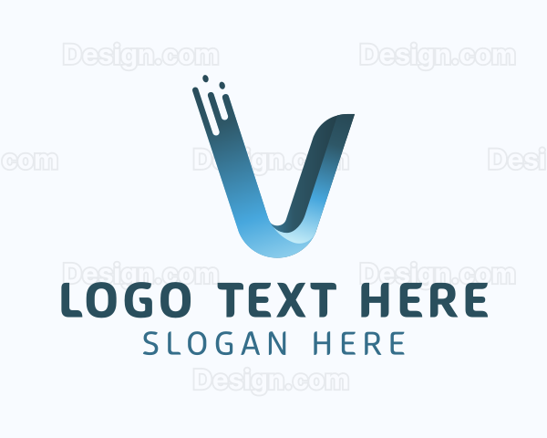Gradient Blue Letter V Logo