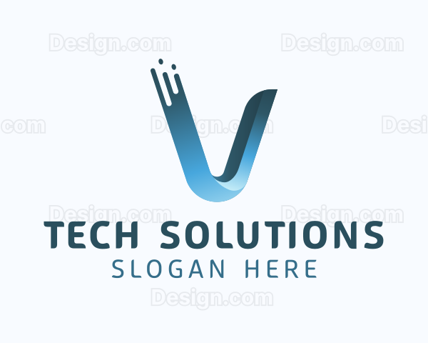 Gradient Blue Letter V Logo