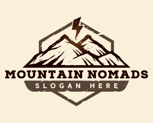 Mountain Hiking Thunder logo design