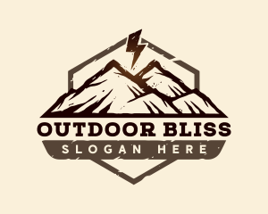 Mountain Hiking Thunder logo design