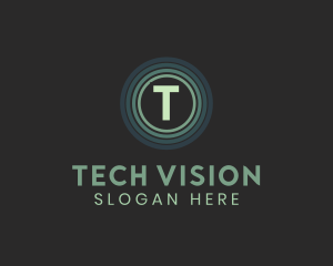 Tech Gaming Circle Glow logo design