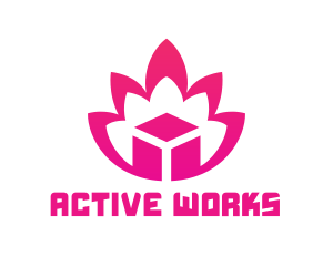 Pink Lotus Cube logo design